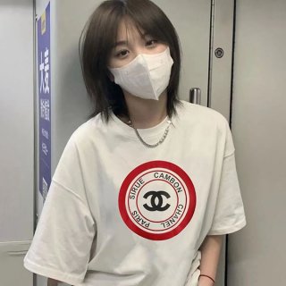 Chanel T-shirt copy short sleeve cotton logo white sho02448