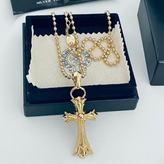 No.1 Popular Chrome Hearts Replica Gold Cross Chain Necklace Kur21950