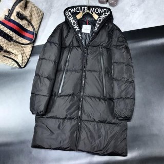Moncler replica lettering embroidery medium length hooded down jacket moc26607