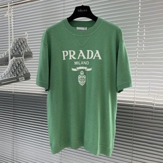 Convenient Prada Replica Embossed Logo Cotton T-shirt puf33667