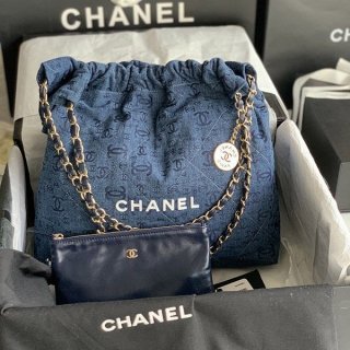 Hard to find Chanel 22 large handbag replica denim shb09766