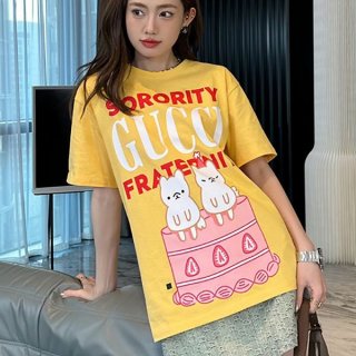 Very popular! Gucci Sorority Gucci Fraternity print copy T-shirt gum67609