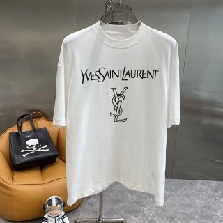 Classic Saint Laurent Replica Reverse Logo Short Sleeve T-Shirt Sax51589