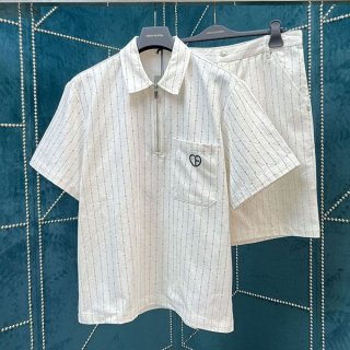 Dior White Cotton Denim T-shirt Fake Top and Bottom Set dek11725
