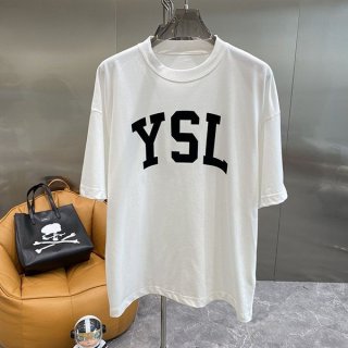 Recommended Yves Saint Laurent Replica Cotton Logo T-Shirt White 672370Y36JG9766