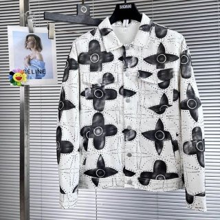 [Great Deal] Louis Vuitton Monogram Printed Denim Jacket Replica vug92641