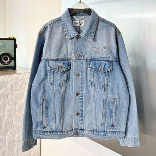 miumiu logo cropped denim jacket replica mym49757