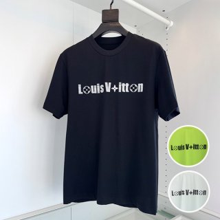 Louis Vuitton Printed Fake T-shirt Black vuh91848