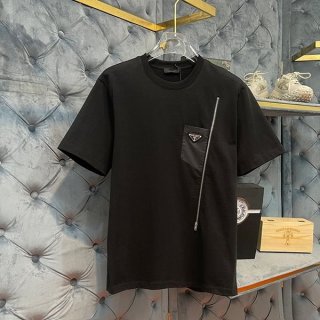 Prada logo t-shirt with pocket short sleeve copy fashionable? pud85032
