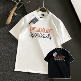 Very popular all over the world? Fendi replica cotton T-shirt with embroidered logo, 2 colors, few37556