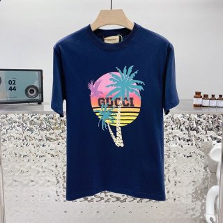 Very popular!! New color Gucci palm print cotton T-shirt copy gug36186