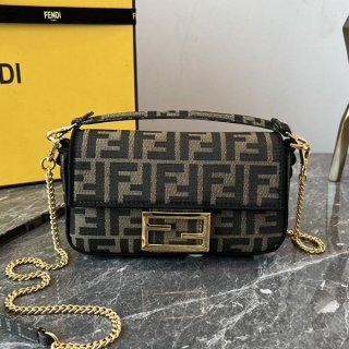 Fendi Baguette Replica Mini Brown Fabric Bag fey88741