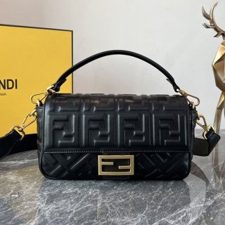 Fendi Black Leather Baguette Replica Large Shoulder Bag fec43484