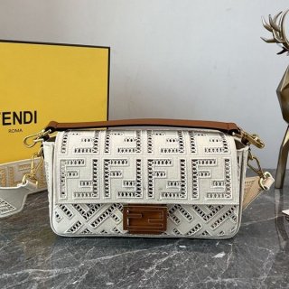 Fendi Baguette FF Embroidered Hound Shoulder Bag Replica fel58811