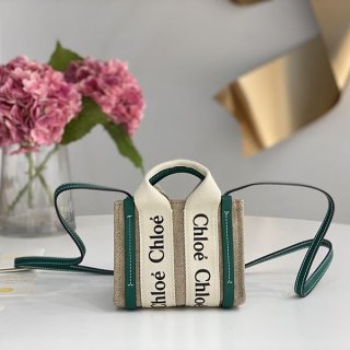 ★Popular in Japan! Chloe WOODY Replica Mini Tote Bag Linen Canvas cho03143