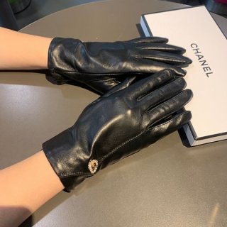 Chanel logo leather gloves replica shf78244