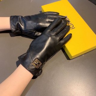 Fendi logo black lamb leather gloves replica fer70863
