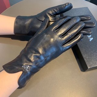 Prada Logo Nappa Leather Gloves Replica puq28148