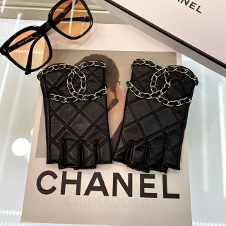 Extremely rare! Chanel logo leather fingerless gloves replica shw20434