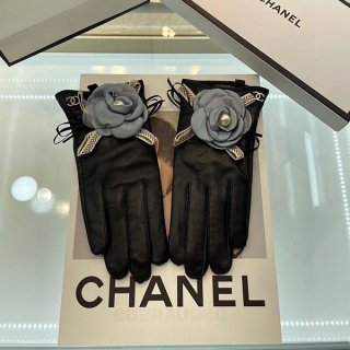 Replica Chanel Camellia Leather Gloves sht49684
