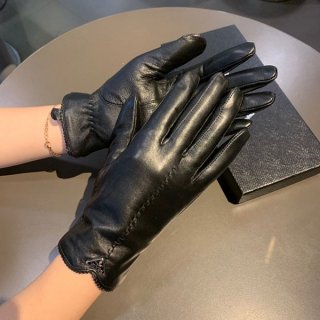 Prada logo nappa leather gloves replica pui33690