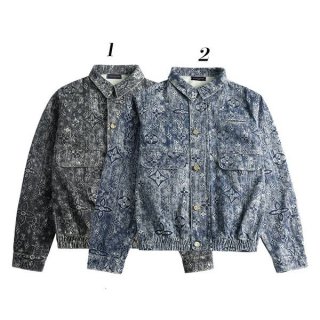 New sale Louis Vuitton Monogram Tailored Denim Jacket Replica 2 colors vuh08795
