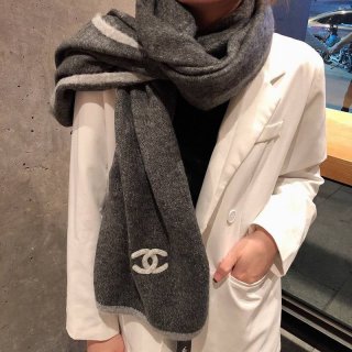 ☆Super popular☆Chanel cashmere knit scarf, fake scarf? Stole shx82961