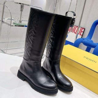 Fendi FF motif calfskin round toe boots replica fev24920