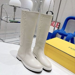Recommended Fendi FF motif calfskin round toe boots feh23132