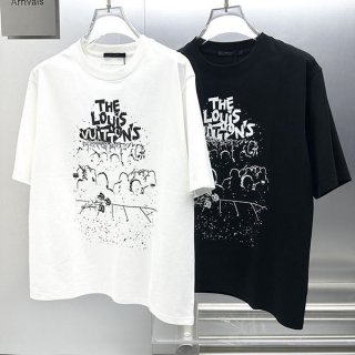 Classic Louis Vuitton brand logo T-shirt replica in two colors vui43483