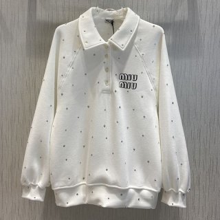 Not available in Japan ★ Miu Miu trainer replica ★ Embroidered cotton sweatshirt myo80276