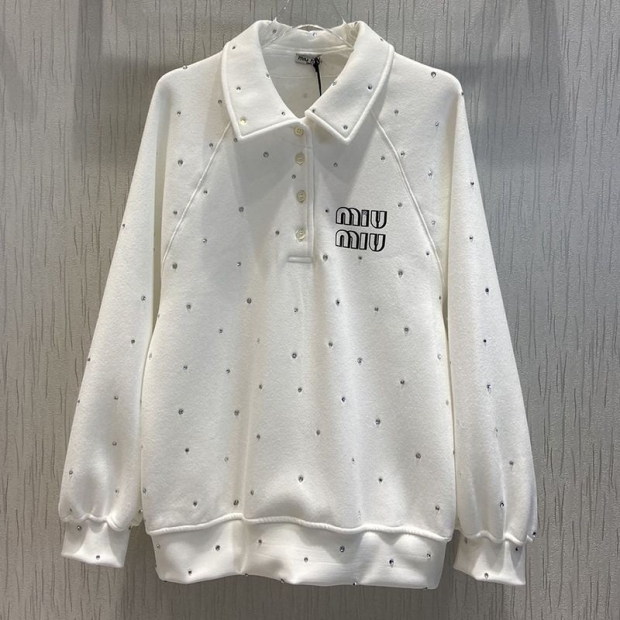 Not available in Japan ★ Miu Miu trainer replica ★ Embroidered cotton sweatshirt myo80276