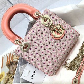 Very popular: Dior Lady Dior Mini Handbag Pink Embroidery dei40416