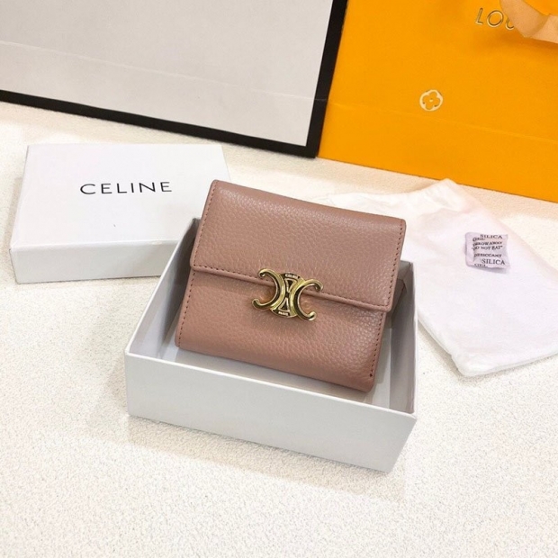 Rare color Celine replica small triomphe wallet shiny pebble CEJ96322