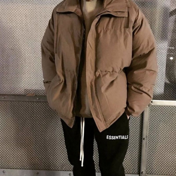 Best Price Challenge Fear of God Essentials Down Jacket Fake Brown fix72990