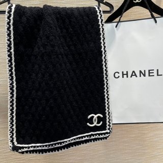 Chanel CC logo cashmere scarf replica black shd77714