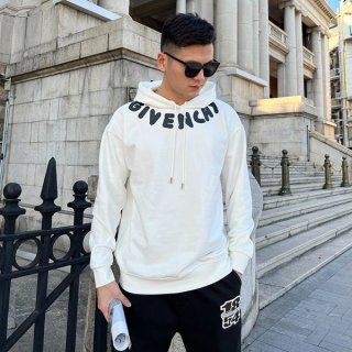 ★Popular in Japan! Givenchy logo white cotton long sleeve hoodie copy jiq99303