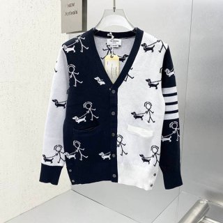 Hard to find Thom Browne Donegal Contrast 4-Bar Cardigan Replica ton70509