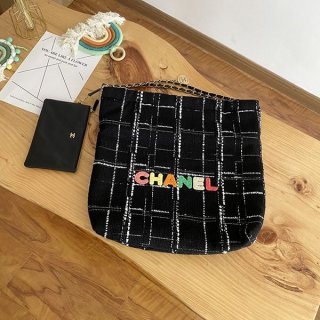 Cute fake Chanel shoulder bag quilted black shj11902