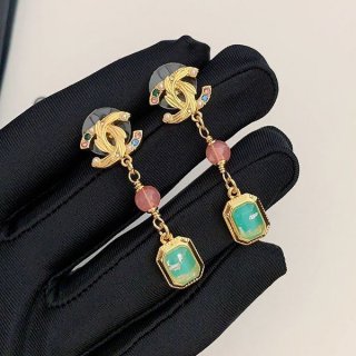 New sale Chanel replica earrings with CC mark pink shm00465