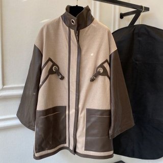 Extremely rare! Hermes detailed leather jacket replica eru96720