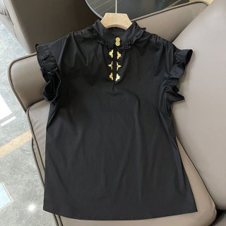 Hard to find Louis Vuitton frilled blouse, ruffled top, short sleeves, fake 1A5M05
