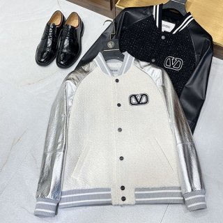 Popular all over the world? Valentino fake spike wool leather bomber jacket 2 colors Vuh34103