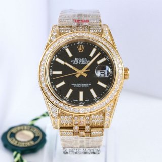 Free shipping Rolex watch replica Datejust 41MM black diamond bezel 18K rog91576