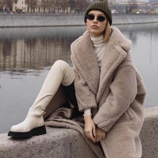 Popularity rising rapidly Max Mara fake TEDDY Teddy Bear Icon Coat Gray maj96325