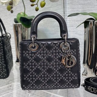 Extremely rare! Lady Dior replica LADYD-LITE gold logo medium deg75952