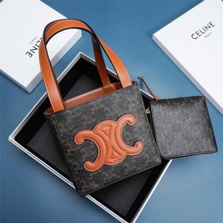 ☆Super popular☆Céline replica Triomphe logo print leather cube handbag Cee26582