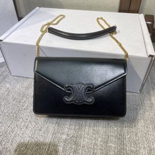 Celine Teen Cuir Triomphe Bag Replica Black Cee87154