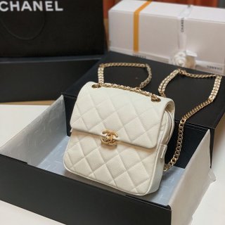 Classic Chanel Backpack Replica CC Mark White Backpack shj86425