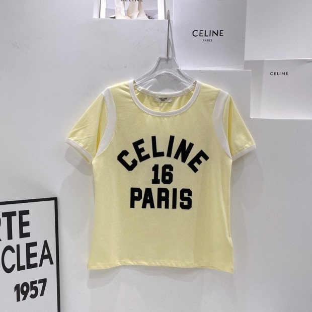 Hard to find ★ Celine ★ 16 embroidered T-shirt ★ Cotton jersey replica Ced04697